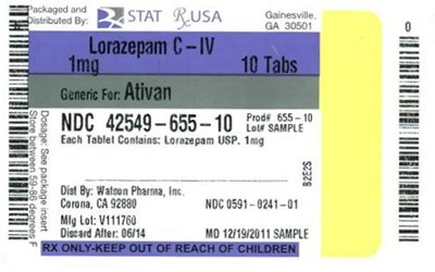 Lorazepam C-iv 1mg Label  42549 Image (Lorazepam C Iv 1mg Label  42549)